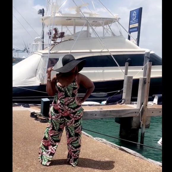 New Without Tags - Wide leg, Palm Leaf Jumpsuit - Picture 2 of 7